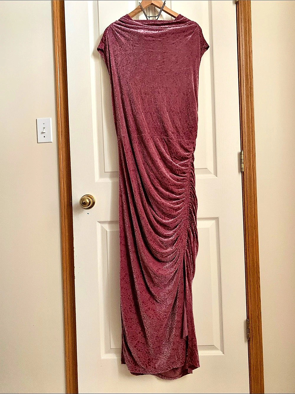 Artemis Ruched Velvet-Look Maxi Dress in Purple Size 2X Like New
